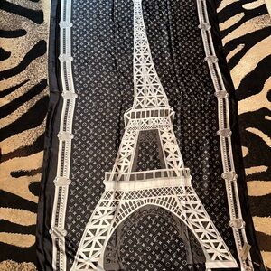 LV 100% SOIE SILK Black and White Eiffel Tower Scarf• Made in Italy• NO BOX•NWT